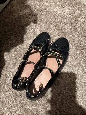 Black Studded Mary Jane Flats